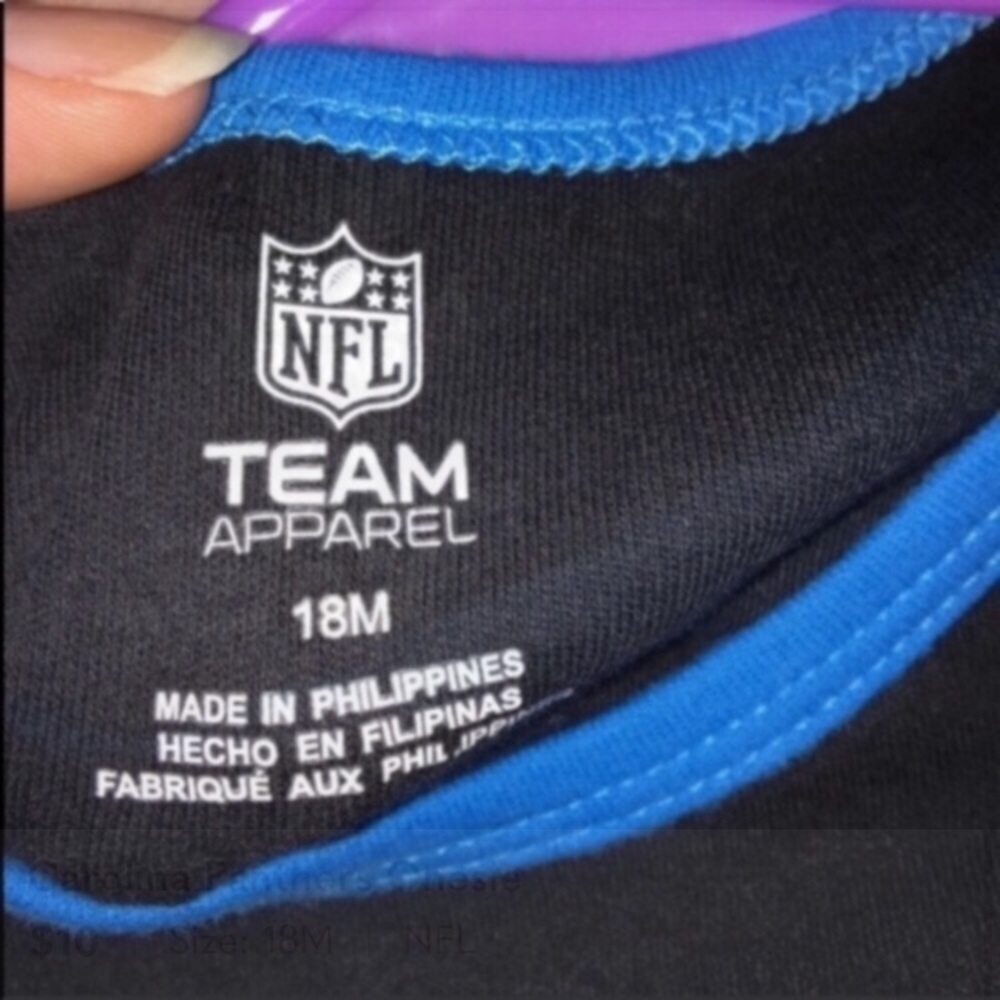 NFL Carolina Panthers Baby Onesie 18M Black Blue Infant Bodysuit Football - Picture 5 of 6